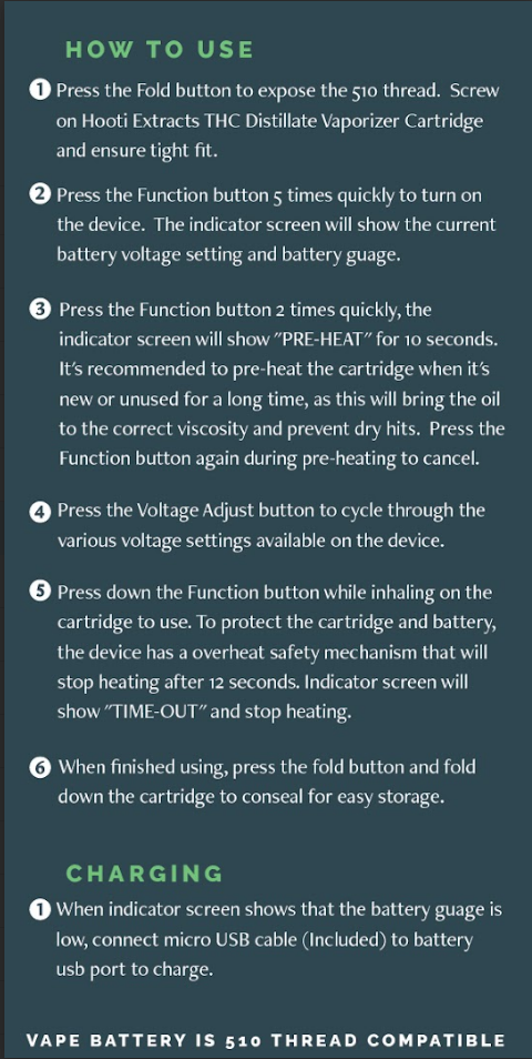 Buy 510 Thread Battery (Hooti Extracts) Online In Ireland